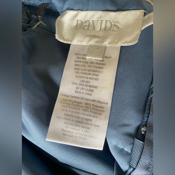 David's Bridal Blue Lace Evening Gown - Picture 8 of 8